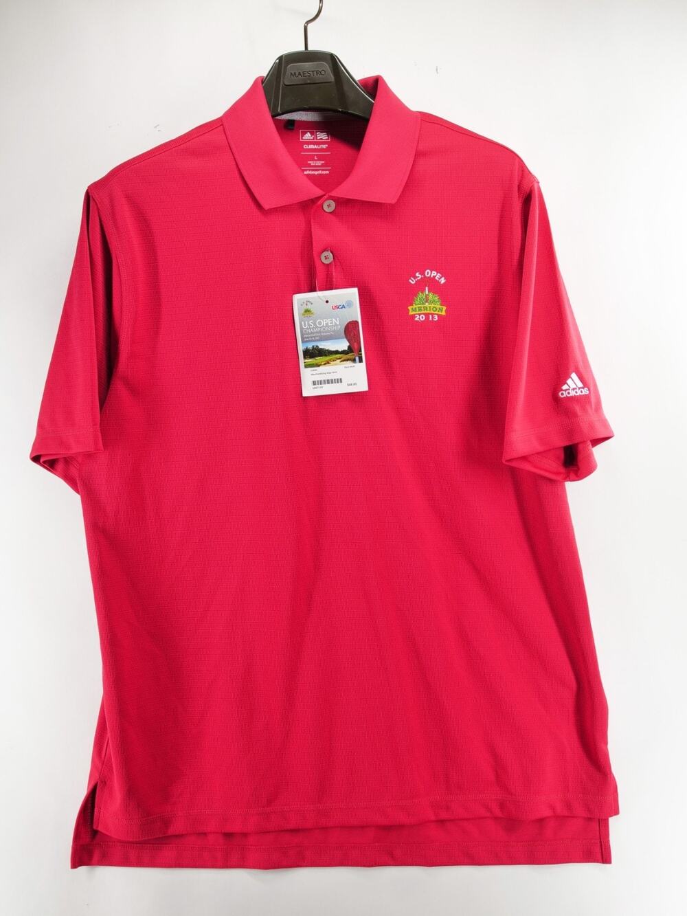 Adidas NWT Climalite 2013 US Open Merion Golf Club Polo Shirt Mens Large Pink